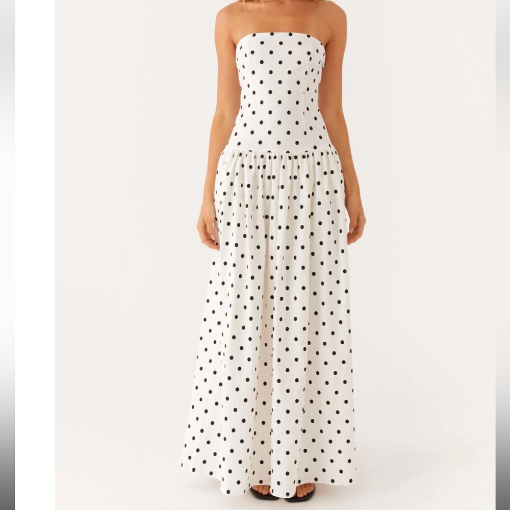 Peppermayo Andorra Maxi Dress NEVER WORN Strapless Formal Prom Polkadot